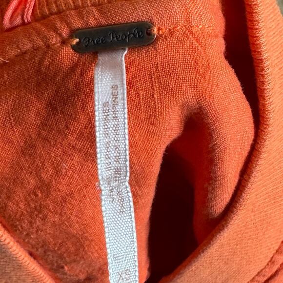 Free People Ruched Cosy Fit Soft Orange Bomber Jacket Full Zip Women's Size XS - Picture 10 of 12